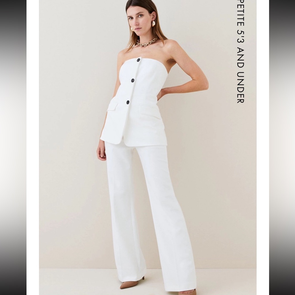 Karen Millen - Petite Compact Stretch Tailored Button Bodice Jumpsuit
